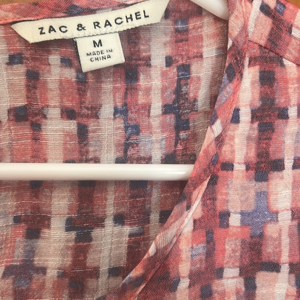 Zac & Rachel Crochet Pattern Print 3/4 Sleeve Blouse - Picture 3 of 8